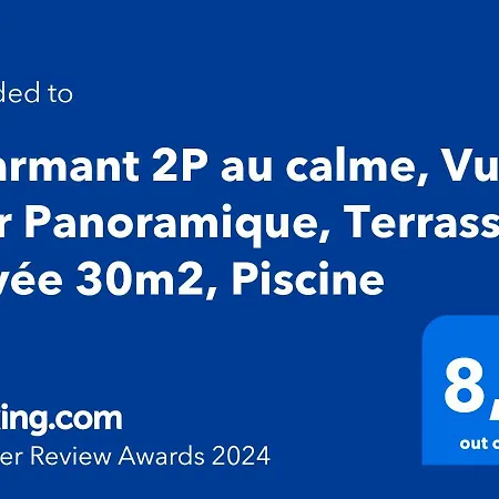Charmant 2p De 45m2 Au Calme, Vue Mer Panoramique, Terrasse Privee 30m2, Piscine Apartment Saint-Laurent-du-Var
